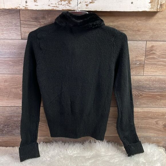CHEROKEE Ladies Button Up Faux Fur Collar Black Sweater Size XL 14 / 16 - Picture 6 of 10